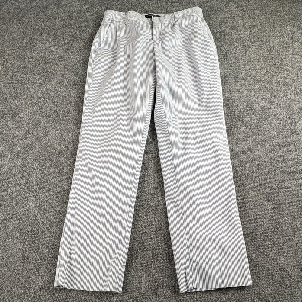 Banana Republic Avery Pants Women 2 Blue Stripe Linen Blend Preppy Nautical Work